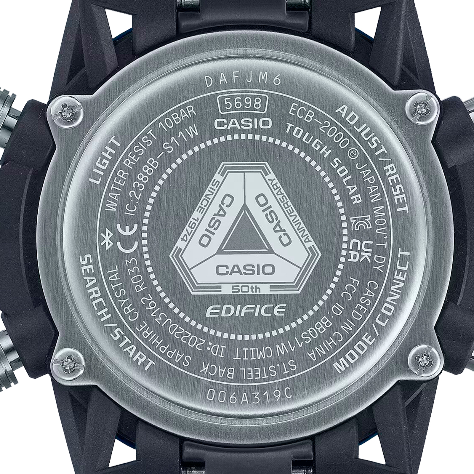 Reloj EDIFICE ECB-2000SS-2A Carbono/Acero Hombre Negro